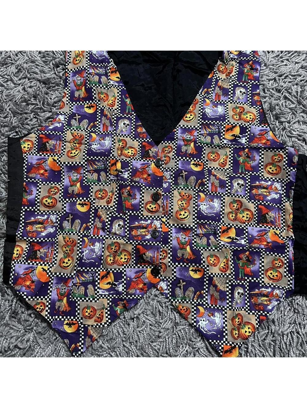 90s Vintage Halloween Print Vest Top Size 1XL